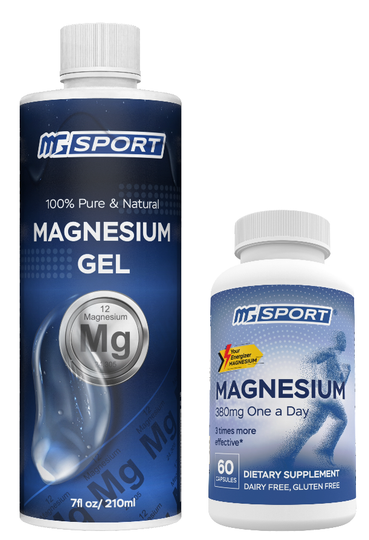 High Absorption Magnesium Supplement (60 Count) and Gel for Leg Cramps and Sore Muscles Bundle