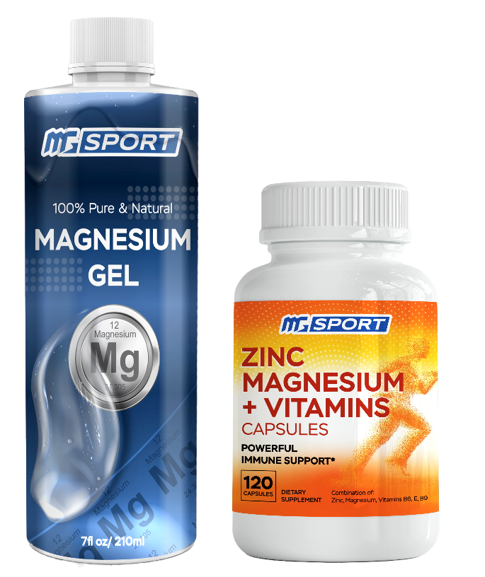 High Absorption Zinc and Magnesium Bundle for Muscle Recovery - Zinc Supplement and Transdermal Magnesium Gel for Leg Cramps