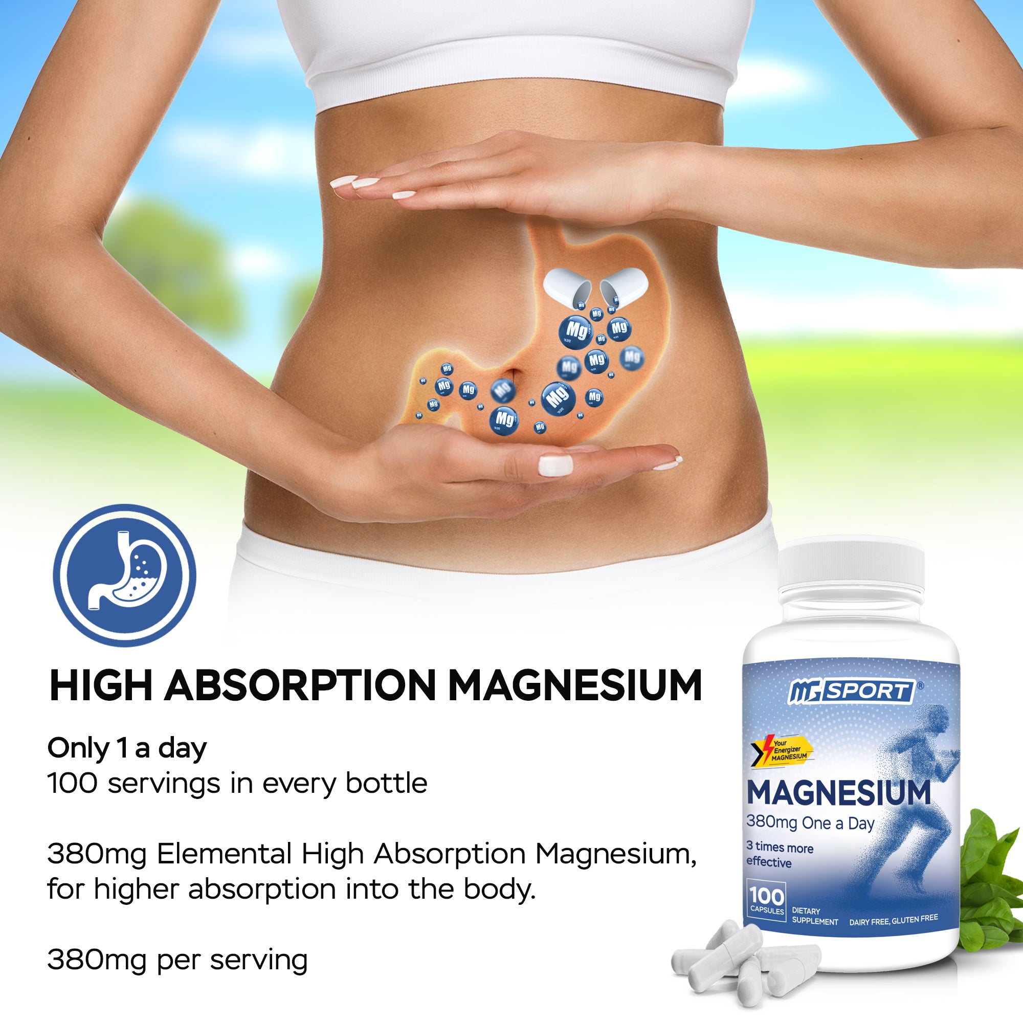 High Absorption Magnesium Supplement (100 Count) and Oil for Leg Cramps - Helps Sore Muscles and Muscle Recovery