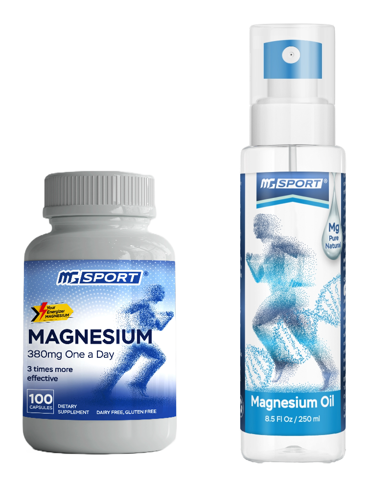 High Absorption Magnesium Supplement (100 Count) and Oil for Leg Cramps - Helps Sore Muscles and Muscle Recovery