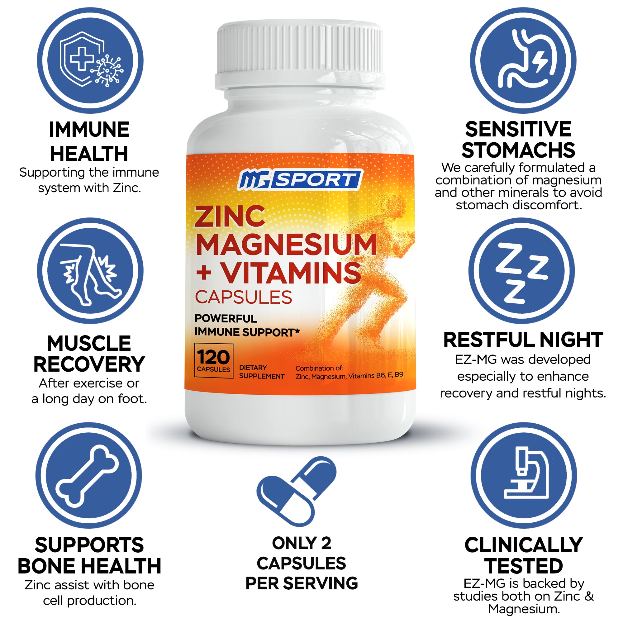 EZ-MG Zinc and Magnesium - Supports Immune System